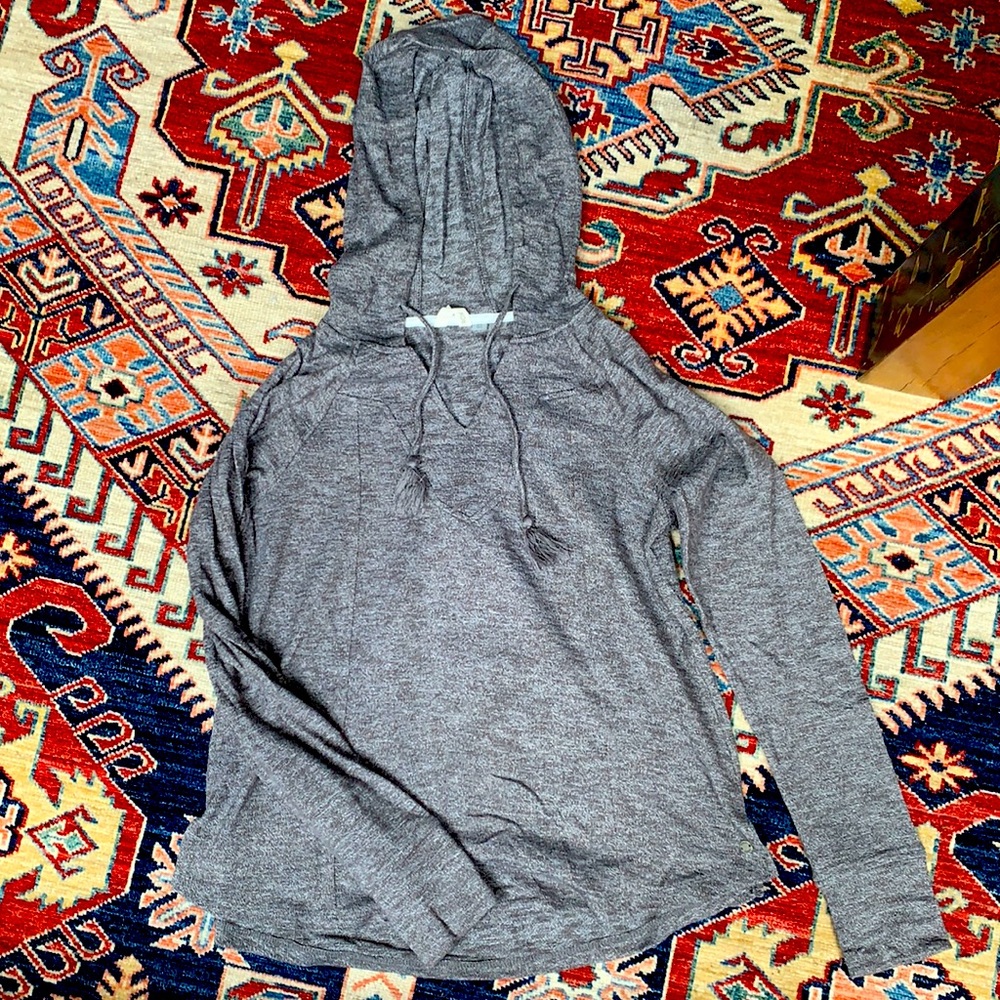 Roxy Grey Knit Hooded Thin Sweater - S